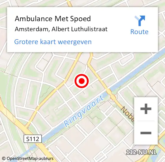 Locatie op kaart van de 112 melding: Ambulance Met Spoed Naar Amsterdam, Albert Luthulistraat op 8 december 2023 19:15