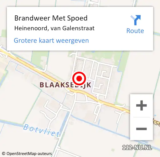 Locatie op kaart van de 112 melding: Brandweer Met Spoed Naar Heinenoord, van Galenstraat op 8 december 2023 19:23