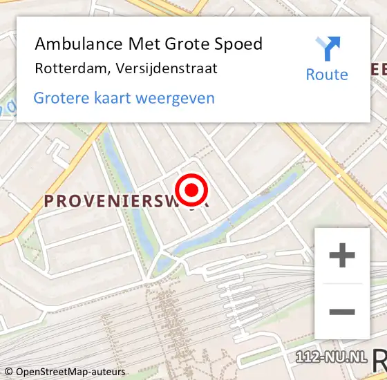 Locatie op kaart van de 112 melding: Ambulance Met Grote Spoed Naar Rotterdam, Versijdenstraat op 8 december 2023 19:48