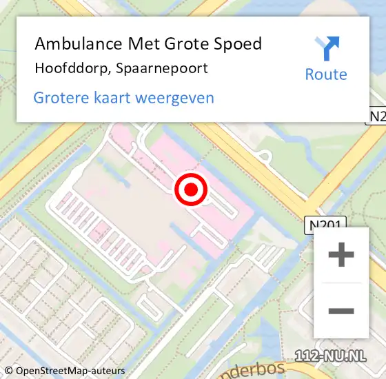 Locatie op kaart van de 112 melding: Ambulance Met Grote Spoed Naar Hoofddorp, Spaarnepoort op 8 december 2023 20:20