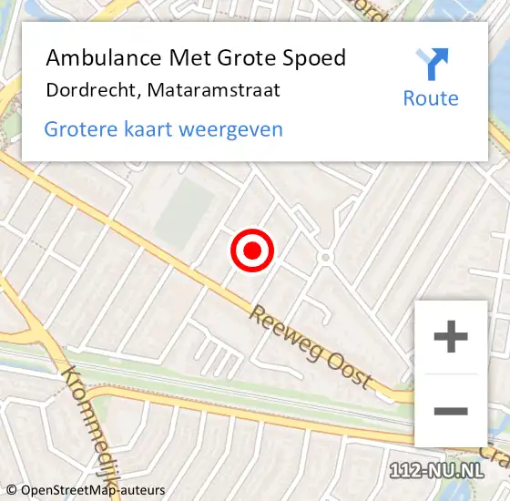 Locatie op kaart van de 112 melding: Ambulance Met Grote Spoed Naar Dordrecht, Mataramstraat op 8 december 2023 20:22