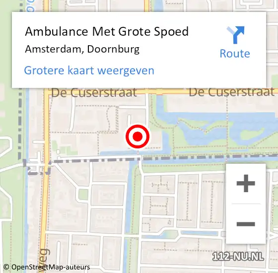 Locatie op kaart van de 112 melding: Ambulance Met Grote Spoed Naar Amsterdam, Doornburg op 8 december 2023 20:57