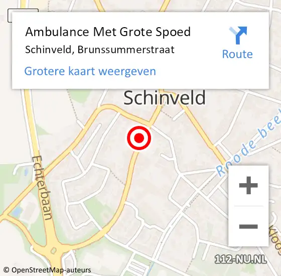 Locatie op kaart van de 112 melding: Ambulance Met Grote Spoed Naar Schinveld, Brunssummerstraat op 17 september 2014 20:58