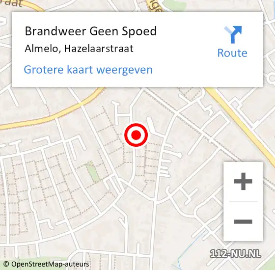 Locatie op kaart van de 112 melding: Brandweer Geen Spoed Naar Almelo, Hazelaarstraat op 8 december 2023 22:14