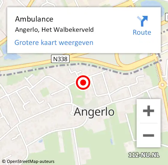 Locatie op kaart van de 112 melding: Ambulance Angerlo, Het Walbekerveld op 17 september 2014 21:07