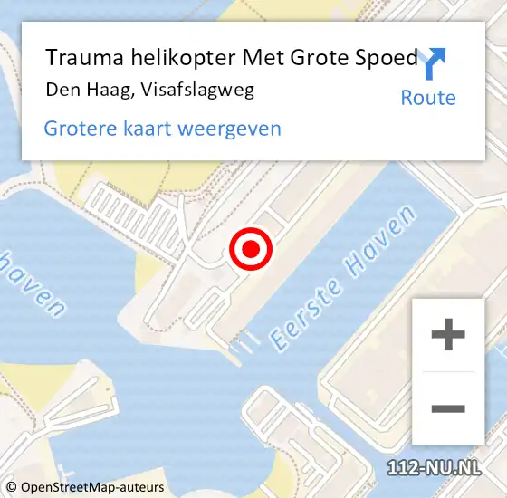 Locatie op kaart van de 112 melding: Trauma helikopter Met Grote Spoed Naar Den Haag, Visafslagweg op 8 december 2023 22:45