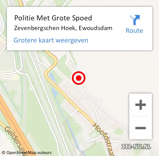 Locatie op kaart van de 112 melding: Politie Met Grote Spoed Naar Zevenbergschen Hoek, Ewoudsdam op 8 december 2023 22:52