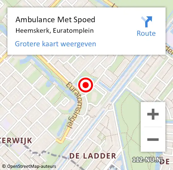 Locatie op kaart van de 112 melding: Ambulance Met Spoed Naar Heemskerk, Euratomplein op 8 december 2023 23:01