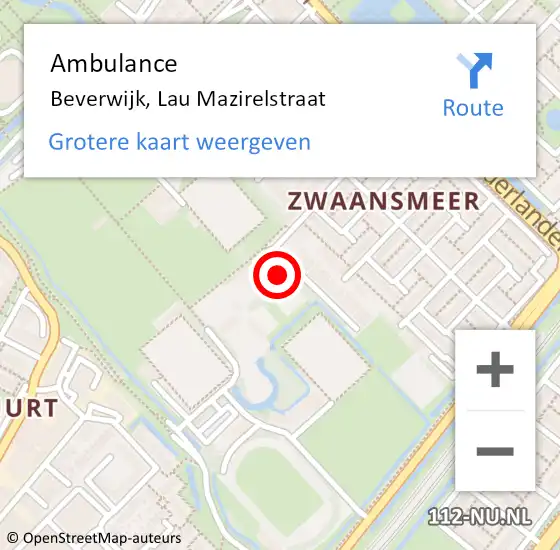Locatie op kaart van de 112 melding: Ambulance Beverwijk, Lau Mazirelstraat op 14 oktober 2013 20:05