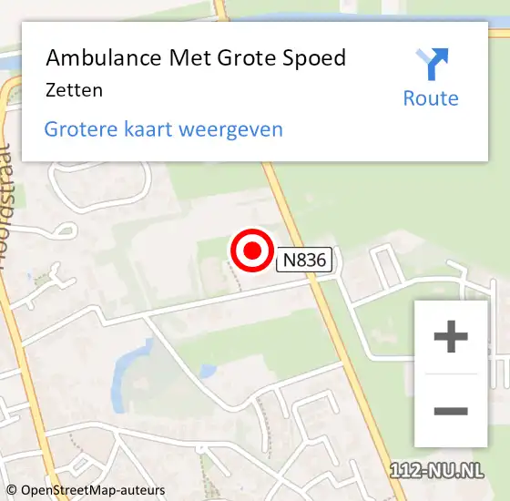 Locatie op kaart van de 112 melding: Ambulance Met Grote Spoed Naar Zetten op 8 december 2023 23:26