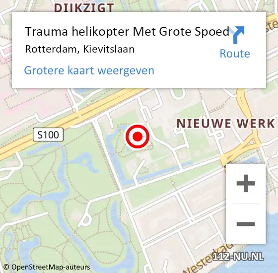 Locatie op kaart van de 112 melding: Trauma helikopter Met Grote Spoed Naar Rotterdam, Kievitslaan op 8 december 2023 23:59