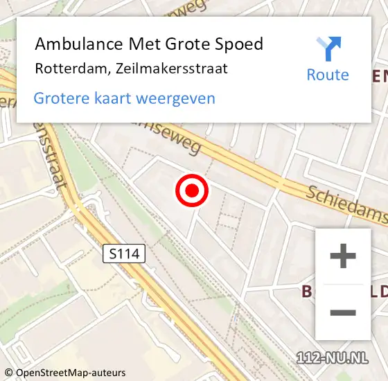 Locatie op kaart van de 112 melding: Ambulance Met Grote Spoed Naar Rotterdam, Zeilmakersstraat op 9 december 2023 00:04