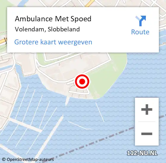 Locatie op kaart van de 112 melding: Ambulance Met Spoed Naar Volendam, Slobbeland op 9 december 2023 00:04