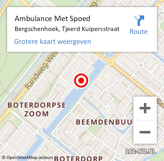 Locatie op kaart van de 112 melding: Ambulance Met Spoed Naar Bergschenhoek, Tjeerd Kuipersstraat op 9 december 2023 00:15