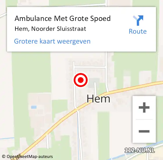 Locatie op kaart van de 112 melding: Ambulance Met Grote Spoed Naar Hem, Noorder Sluisstraat op 9 december 2023 00:43