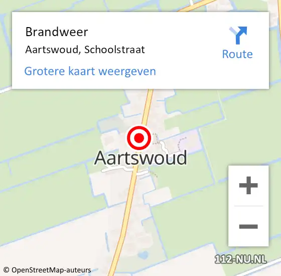 Locatie op kaart van de 112 melding: Brandweer Aartswoud, Schoolstraat op 17 september 2014 21:22