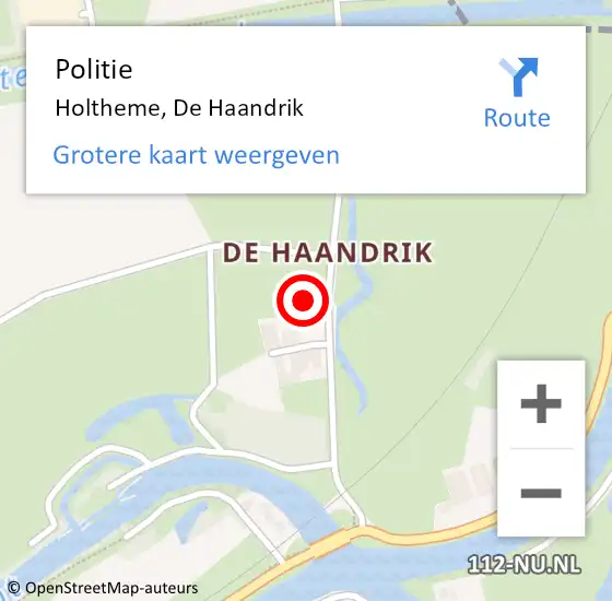 Locatie op kaart van de 112 melding: Politie Holtheme, De Haandrik op 9 december 2023 01:00