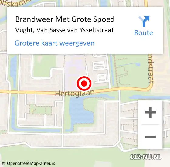 Locatie op kaart van de 112 melding: Brandweer Met Grote Spoed Naar Vught, Van Sasse van Ysseltstraat op 9 december 2023 01:10