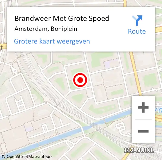 Locatie op kaart van de 112 melding: Brandweer Met Grote Spoed Naar Amsterdam, Boniplein op 9 december 2023 01:22