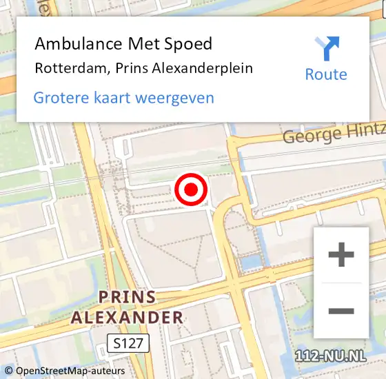 Locatie op kaart van de 112 melding: Ambulance Met Spoed Naar Rotterdam, Prins Alexanderplein op 9 december 2023 01:29