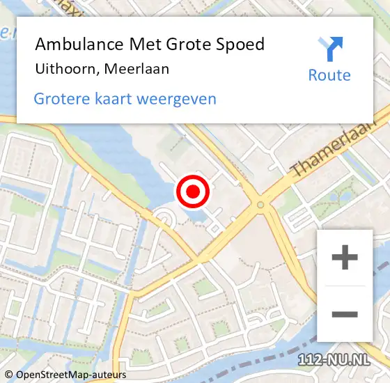 Locatie op kaart van de 112 melding: Ambulance Met Grote Spoed Naar Uithoorn, Meerlaan op 9 december 2023 01:50