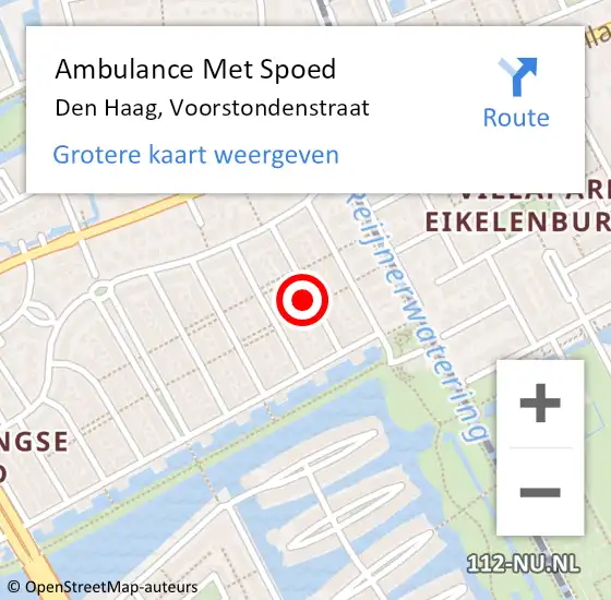 Locatie op kaart van de 112 melding: Ambulance Met Spoed Naar Den Haag, Voorstondenstraat op 9 december 2023 02:12