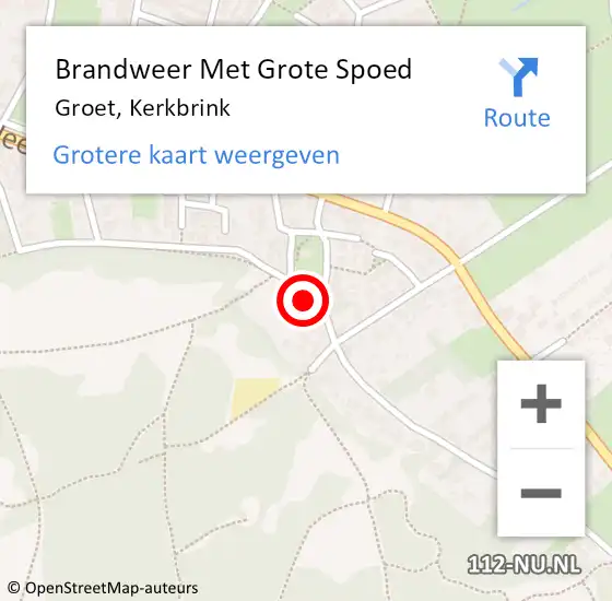 Locatie op kaart van de 112 melding: Brandweer Met Grote Spoed Naar Groet, Kerkbrink op 9 december 2023 03:01