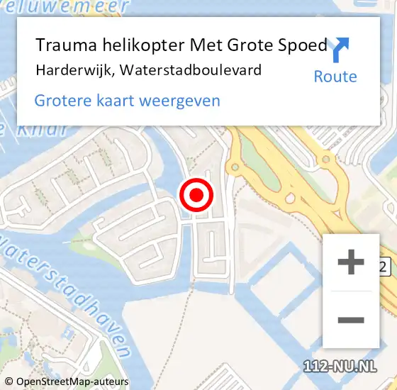 Locatie op kaart van de 112 melding: Trauma helikopter Met Grote Spoed Naar Harderwijk, Waterstadboulevard op 9 december 2023 03:10