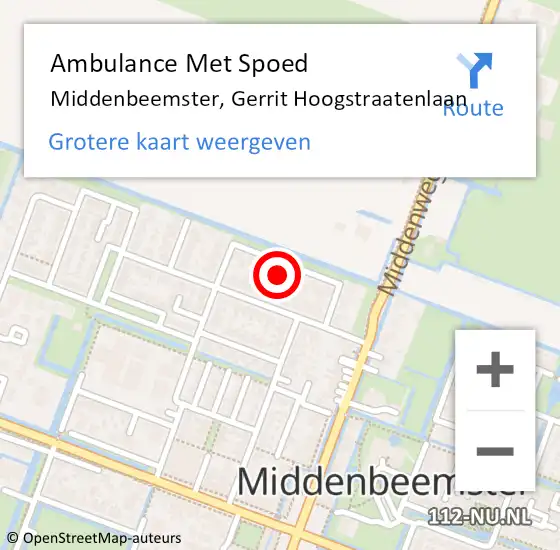 Locatie op kaart van de 112 melding: Ambulance Met Spoed Naar Middenbeemster, Gerrit Hoogstraatenlaan op 9 december 2023 03:33