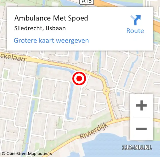 Locatie op kaart van de 112 melding: Ambulance Met Spoed Naar Sliedrecht, IJsbaan op 9 december 2023 04:47