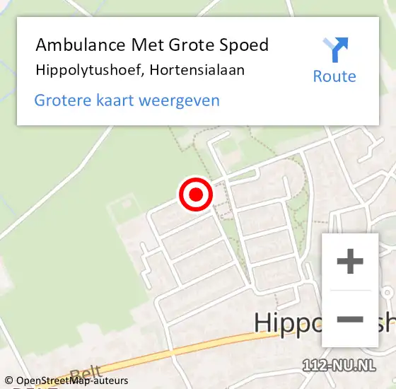 Locatie op kaart van de 112 melding: Ambulance Met Grote Spoed Naar Hippolytushoef, Hortensialaan op 9 december 2023 07:08