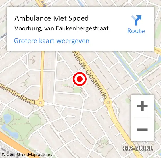 Locatie op kaart van de 112 melding: Ambulance Met Spoed Naar Voorburg, van Faukenbergestraat op 9 december 2023 07:34