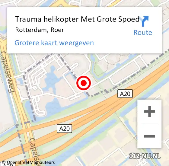 Locatie op kaart van de 112 melding: Trauma helikopter Met Grote Spoed Naar Rotterdam, Roer op 9 december 2023 07:42