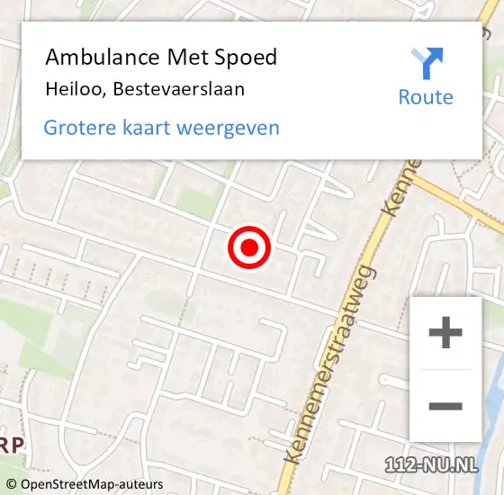 Locatie op kaart van de 112 melding: Ambulance Met Spoed Naar Heiloo, Bestevaerslaan op 9 december 2023 08:18