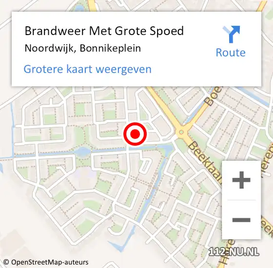 Locatie op kaart van de 112 melding: Brandweer Met Grote Spoed Naar Noordwijk, Bonnikeplein op 9 december 2023 09:01