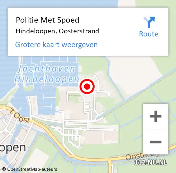 Locatie op kaart van de 112 melding: Politie Met Spoed Naar Hindeloopen, Oosterstrand op 9 december 2023 09:16