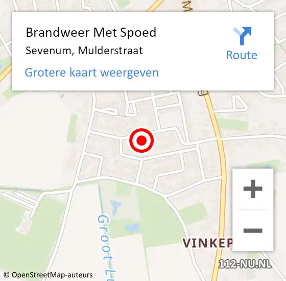 Locatie op kaart van de 112 melding: Brandweer Met Spoed Naar Sevenum, Mulderstraat op 9 december 2023 09:28