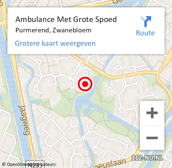 Locatie op kaart van de 112 melding: Ambulance Met Grote Spoed Naar Purmerend, Zwanebloem op 9 december 2023 09:36