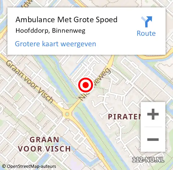 Locatie op kaart van de 112 melding: Ambulance Met Grote Spoed Naar Hoofddorp, Binnenweg op 9 december 2023 09:59