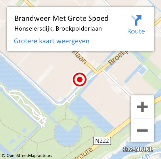 Locatie op kaart van de 112 melding: Brandweer Met Grote Spoed Naar Honselersdijk, Broekpolderlaan op 9 december 2023 10:02