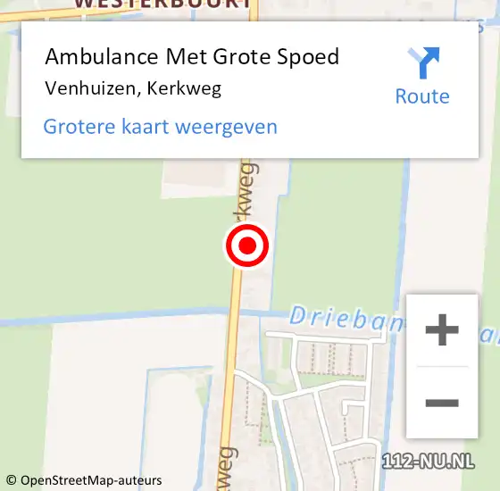 Locatie op kaart van de 112 melding: Ambulance Met Grote Spoed Naar Venhuizen, Kerkweg op 9 december 2023 10:06