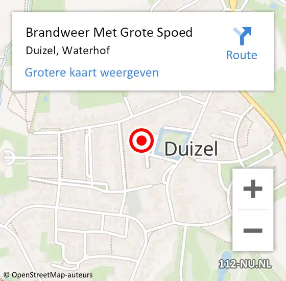 Locatie op kaart van de 112 melding: Brandweer Met Grote Spoed Naar Duizel, Waterhof op 9 december 2023 10:31