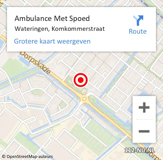 Locatie op kaart van de 112 melding: Ambulance Met Spoed Naar Wateringen, Komkommerstraat op 9 december 2023 10:33