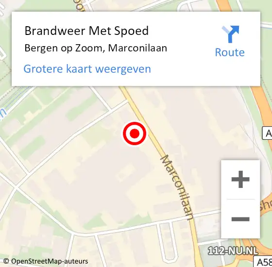 Locatie op kaart van de 112 melding: Brandweer Met Spoed Naar Bergen op Zoom, Marconilaan op 9 december 2023 10:39