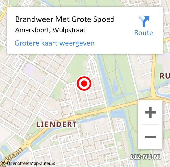 Locatie op kaart van de 112 melding: Brandweer Met Grote Spoed Naar Amersfoort, Wulpstraat op 9 december 2023 10:41