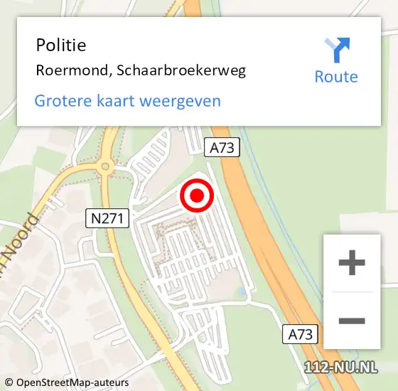 Locatie op kaart van de 112 melding: Politie Roermond, Schaarbroekerweg op 9 december 2023 10:53