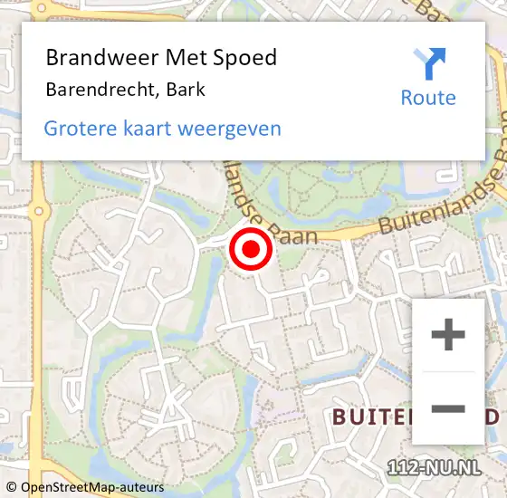 Locatie op kaart van de 112 melding: Brandweer Met Spoed Naar Barendrecht, Bark op 9 december 2023 11:22