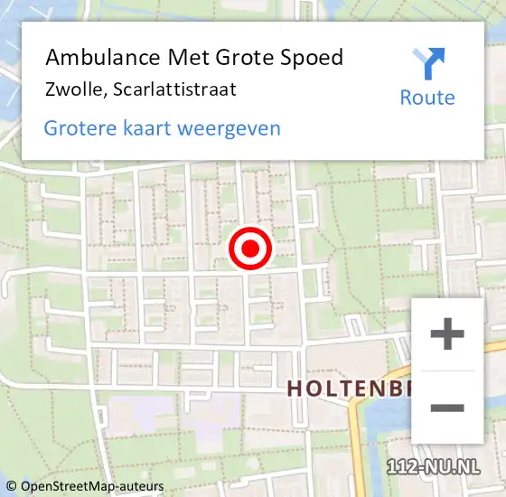 Locatie op kaart van de 112 melding: Ambulance Met Grote Spoed Naar Zwolle, Scarlattistraat op 9 december 2023 11:28