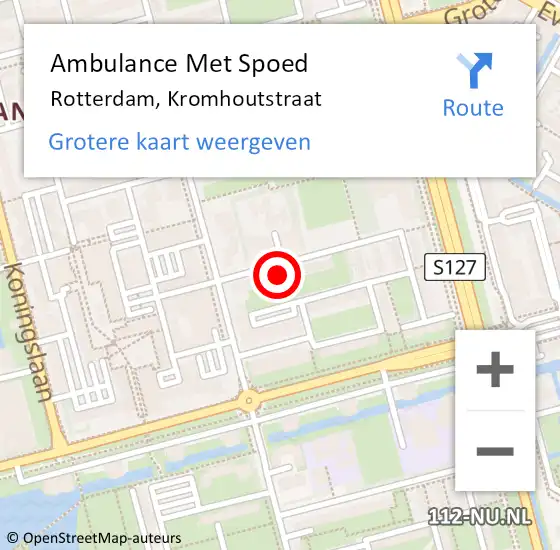 Locatie op kaart van de 112 melding: Ambulance Met Spoed Naar Rotterdam, Kromhoutstraat op 9 december 2023 11:37