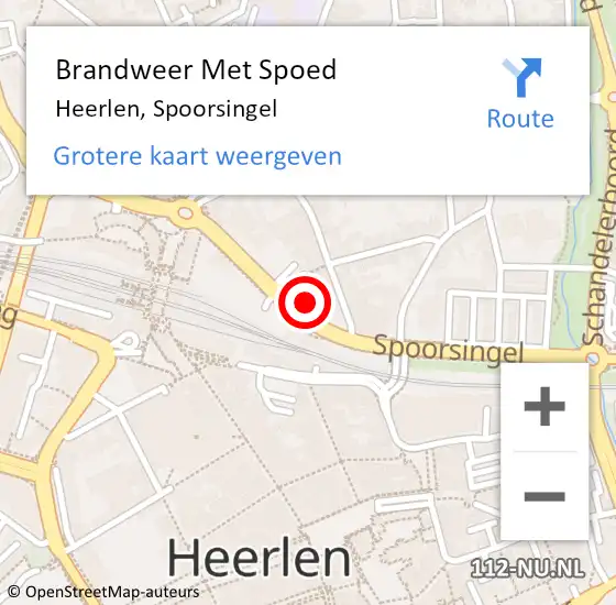 Locatie op kaart van de 112 melding: Brandweer Met Spoed Naar Heerlen, Spoorsingel op 9 december 2023 11:55